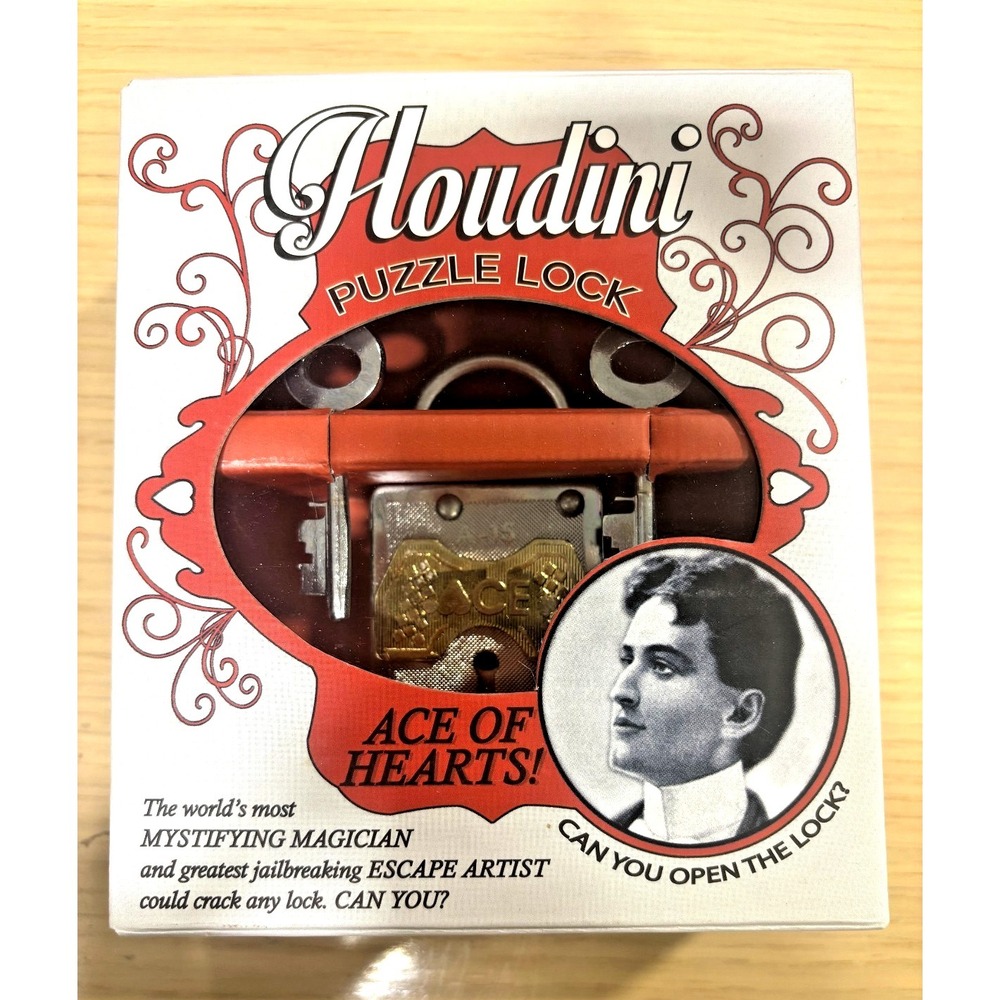 Houdini Puzzle Lock Ace of Hearts Trick Lock Brain Teaser Magic Puzzle